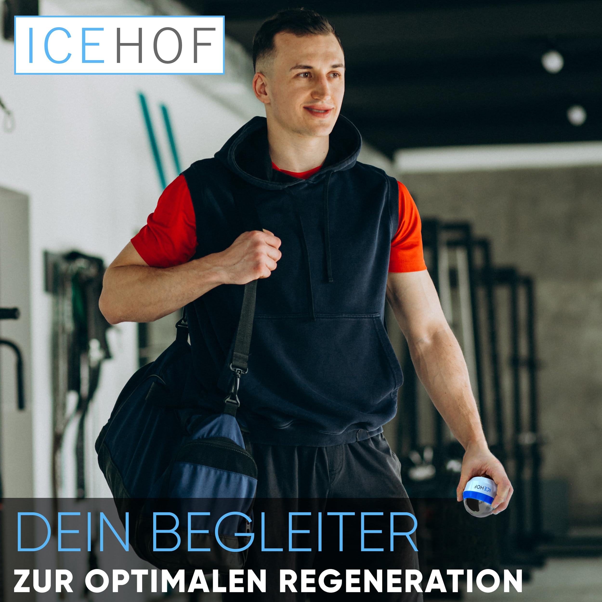 ICEHOF Bola de masaje con enfriamiento - Bola de masaje para fascia - Rodillo facial, en todo el cuerpo con gel refrescante - funciones de masaje y enfriamiento o calentamiento