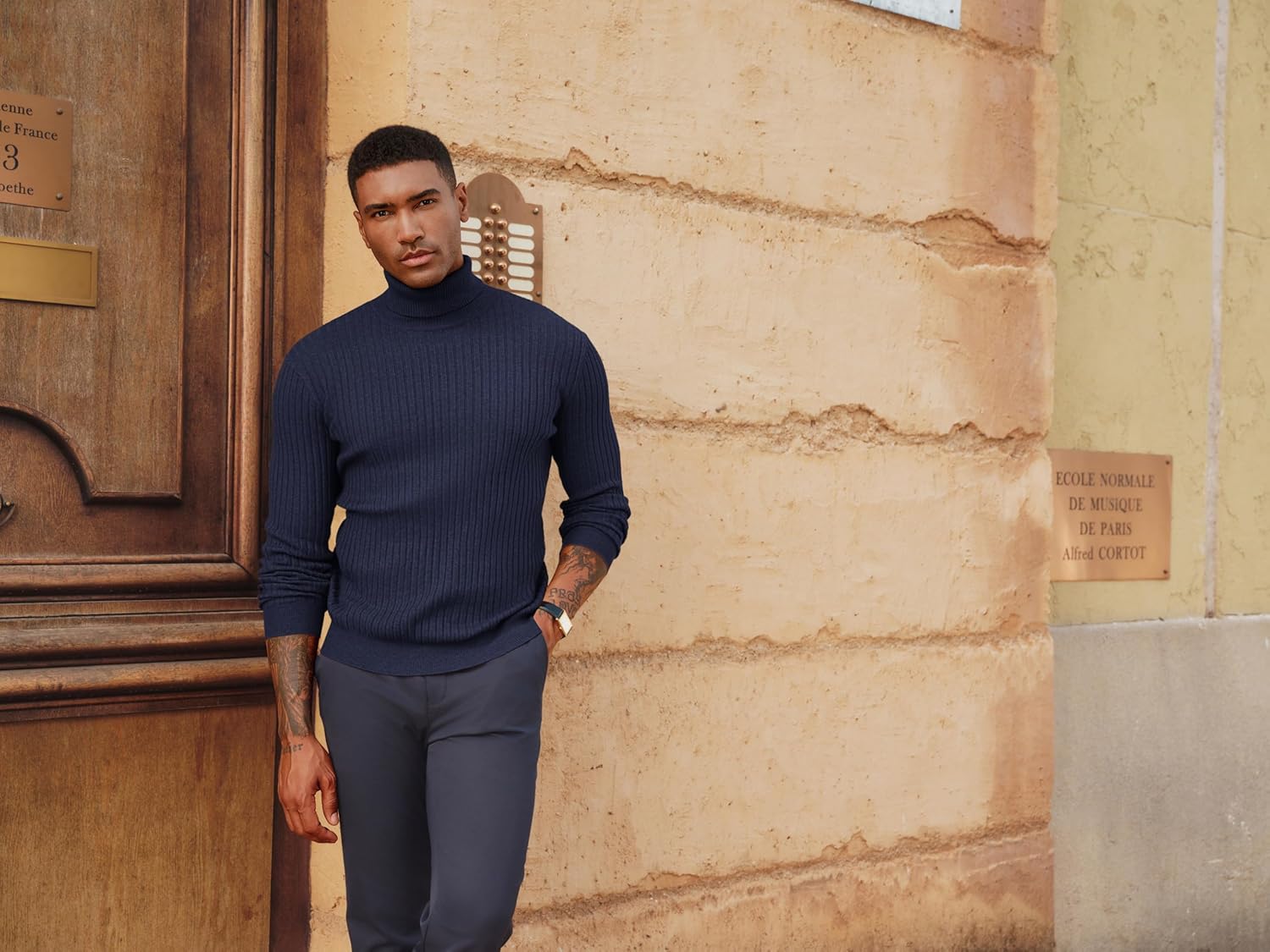 PJ PAUL JONES Men's Slim Fit Turtleneck Sweater Casual Ribbed Knitted Pullover Sweaters - Image 9