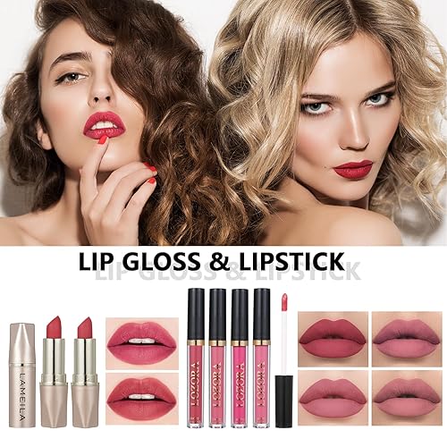 Miniatura 4 de Kit de maquillaje todo en uno para mujeres, juego completo de regalo de maquillaje para niñas, set de maquillaje esencial que incluye base, paleta