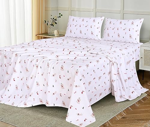 Miniatura 2 de Ruvanti - Sábanas de franela tamaño queen, 100% algodón cepillado, bolsillos profundos de 16pulgadas (hasta 18pulgadas), transpirables, supersuaves