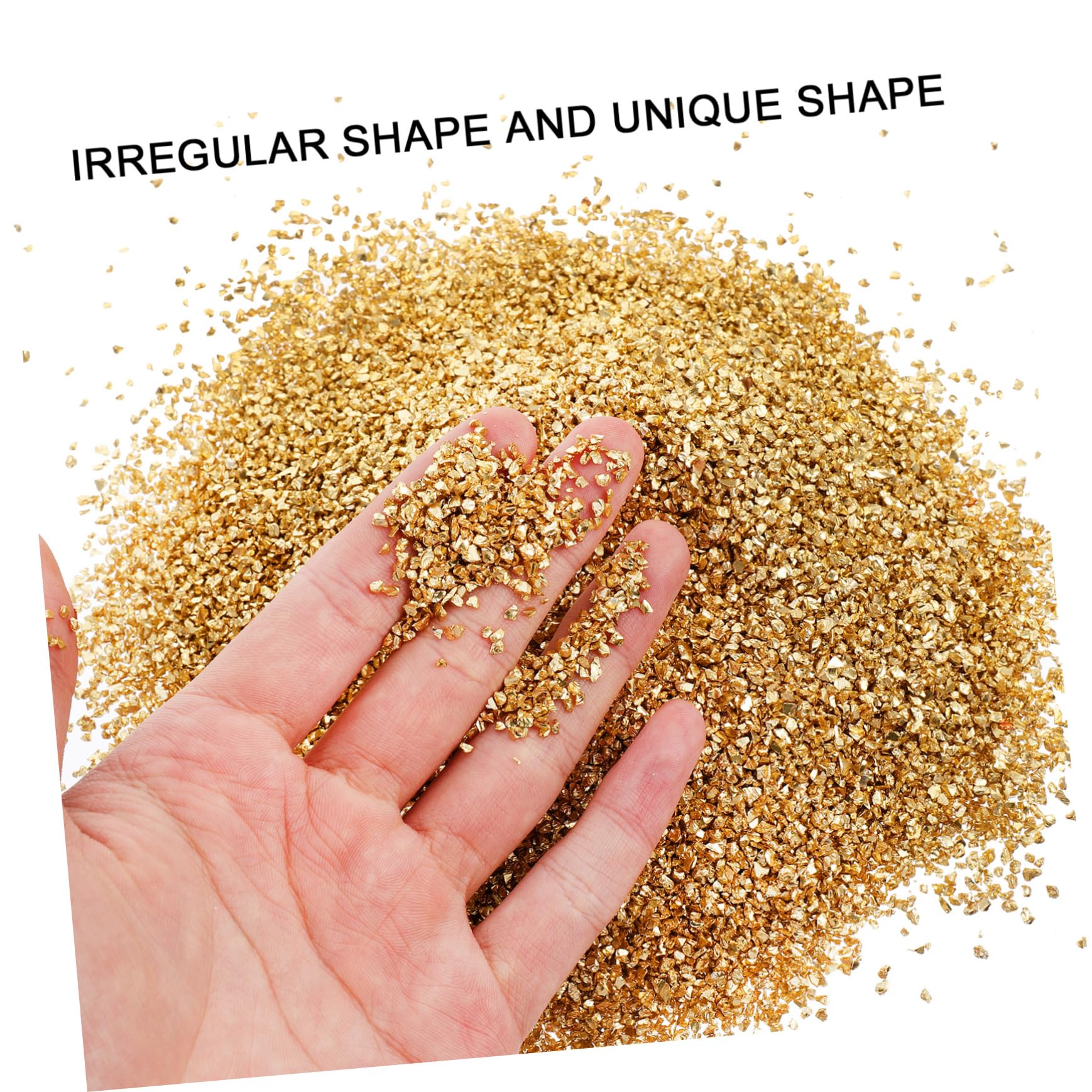 Uonlytech Bastel material Herstellung metallische Späne metallische Mini-Chips feines Glitzern scrabbook scrabook einmachgläser metallisches Glas handgefertigtes zerkleinertes Glas Golden