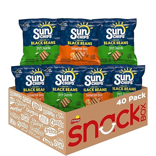 SunChips Multigrain Snacks, Black Bean Variety Pack, 1 Ounce (Pack of 40) - Black Bean Variety Pack - 40 Ounce (Pack of 1)