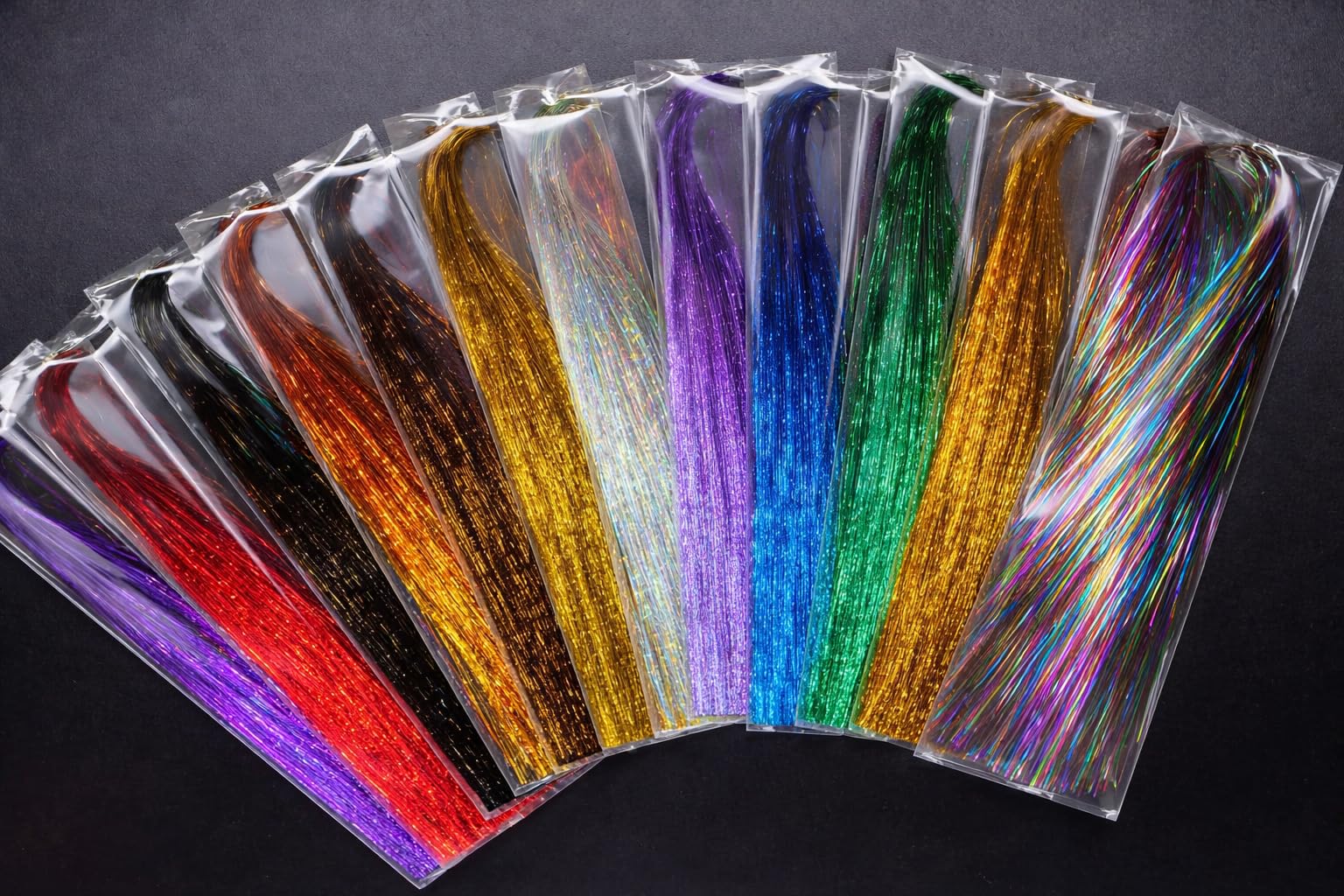 Fly Tying Materials - 13 Packs 13 Colors Holographic Flashabou Tinsel, 0.3mm Multi-Color Flash Sparkle Fibers for Trout Tube Flies and Streamers