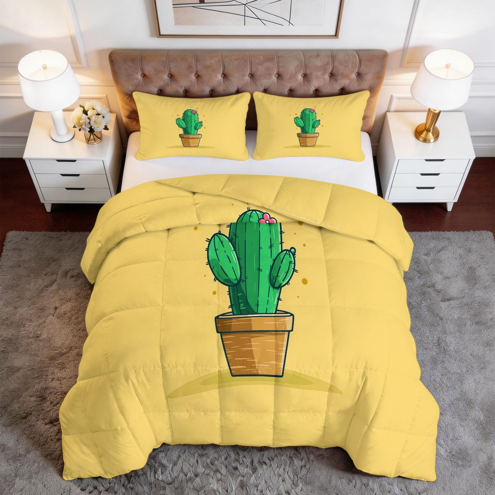 Set di biancheria da letto double-face con stampa gialla, motivo imperatore, lavabile, non necessita di copertura, per studenti, giovani e residenti, 240 x 260 cm