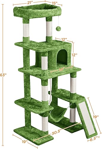 Miniatura 3 de Yaheetech Torre para gatos de 63 pulgadas de varios niveles para gatos de interior, árbol alto para gatos con postes rascadores cubiertos de sisal y