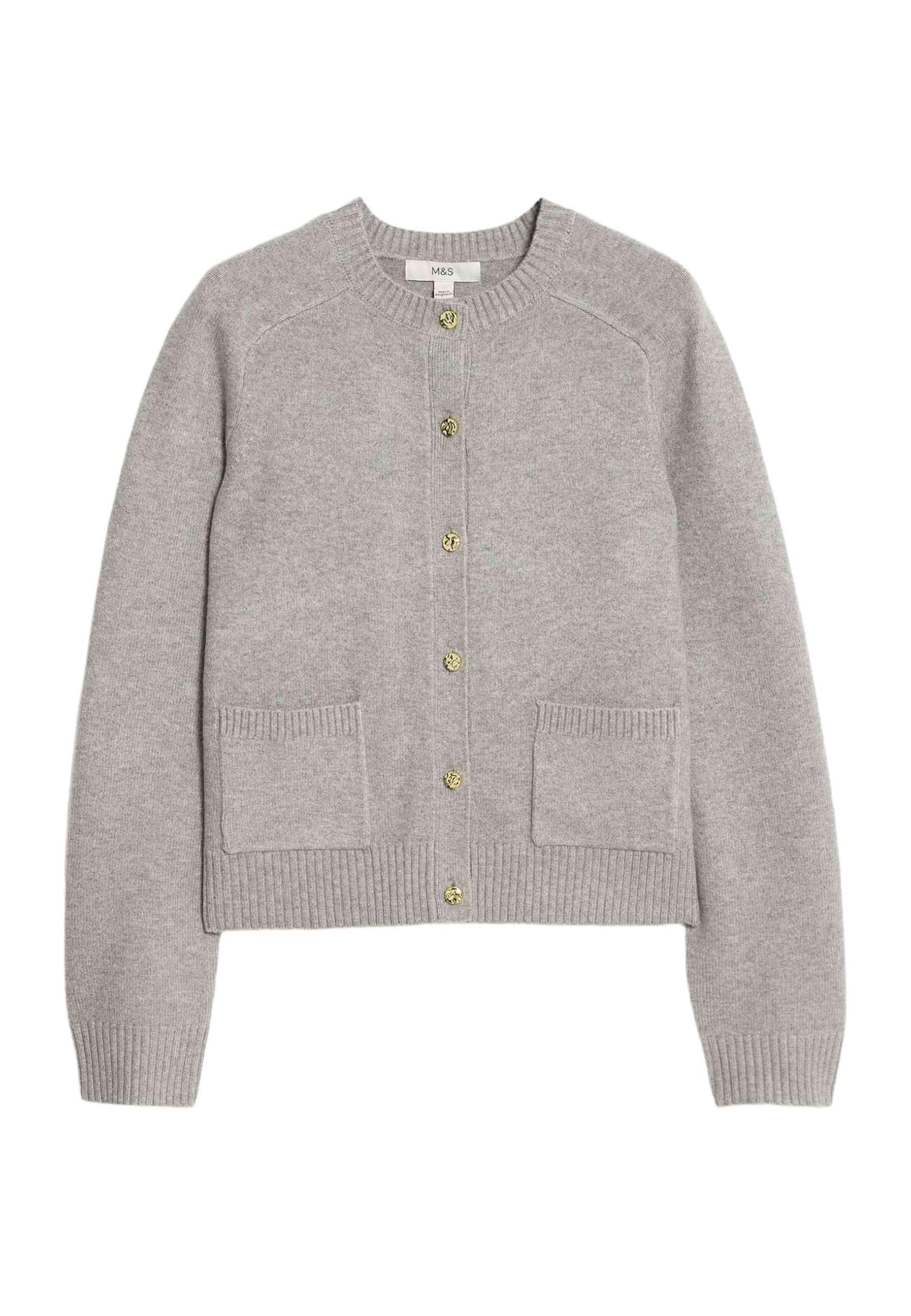 Marks & Spencer Cárdigan Corto Air Yarn de Cuello Redondo con Botones Delanteros para Mujer, Ajuste Normal, con Elasticidad