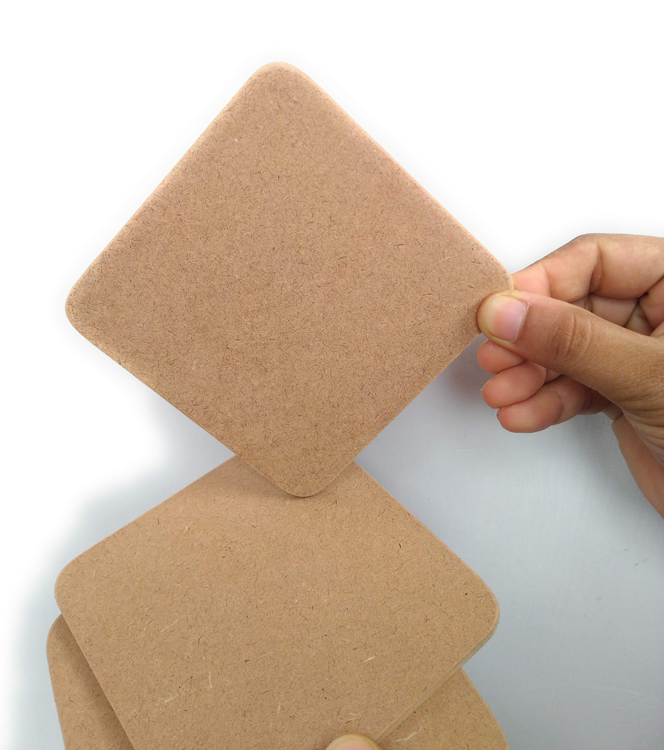 T one woods Plain Square MDF Coasters for Decoupage Crafts (4 Inch)