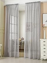 Laneetal Lot de 2 Rideau Voilage en Aspect Lin pour Salon Chambre Fenêtre, Transmission de la lumière,140x245cm, Gris Clair