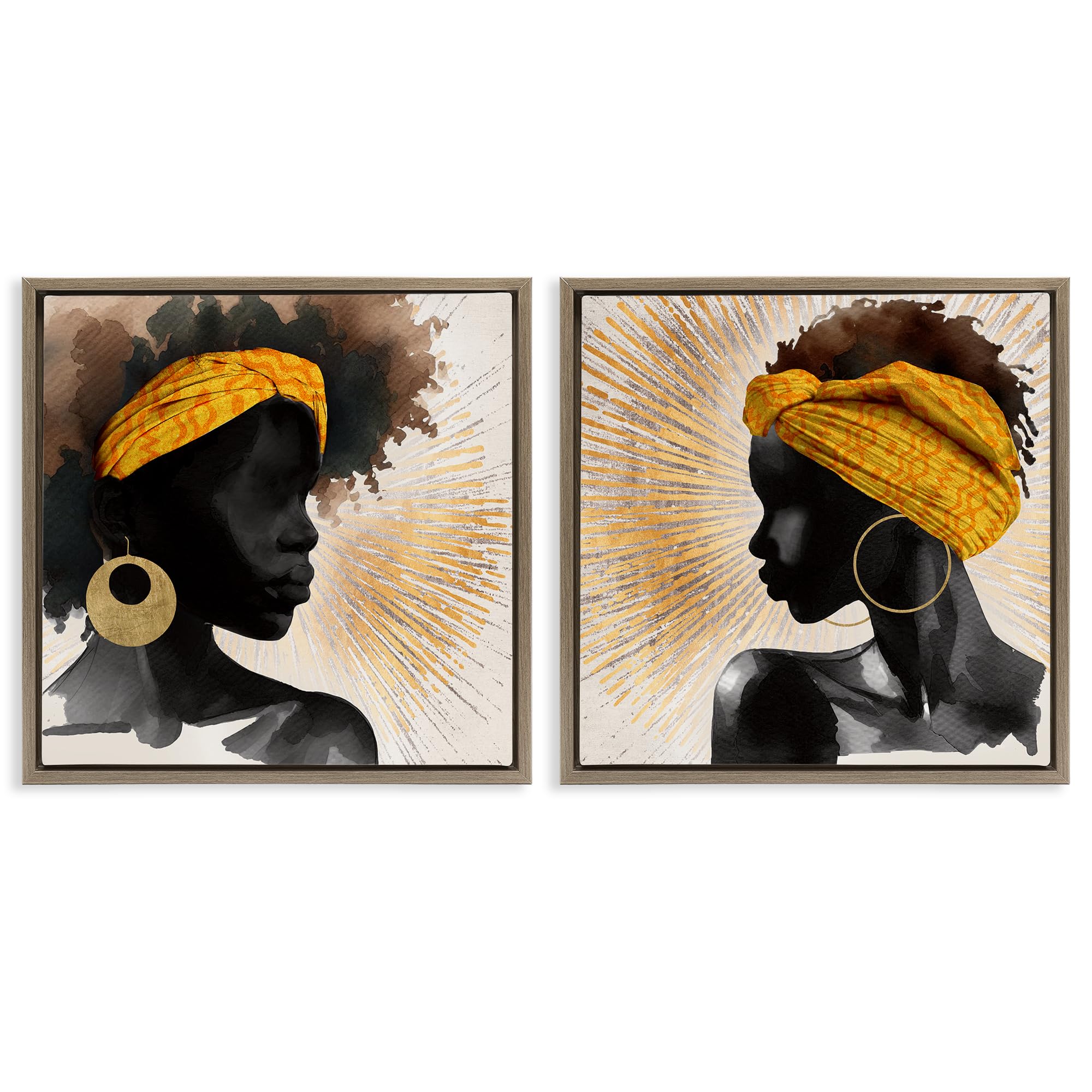 Stupell Industries Women's Montalcino Elm (Textured) 'Radiant Portraits Of ', 2Pc Floating Frame Art Set 2, Brown, 18 X 18 Inches, Easy To Hang And Sturdy, Made In Usa, By Cad Designs