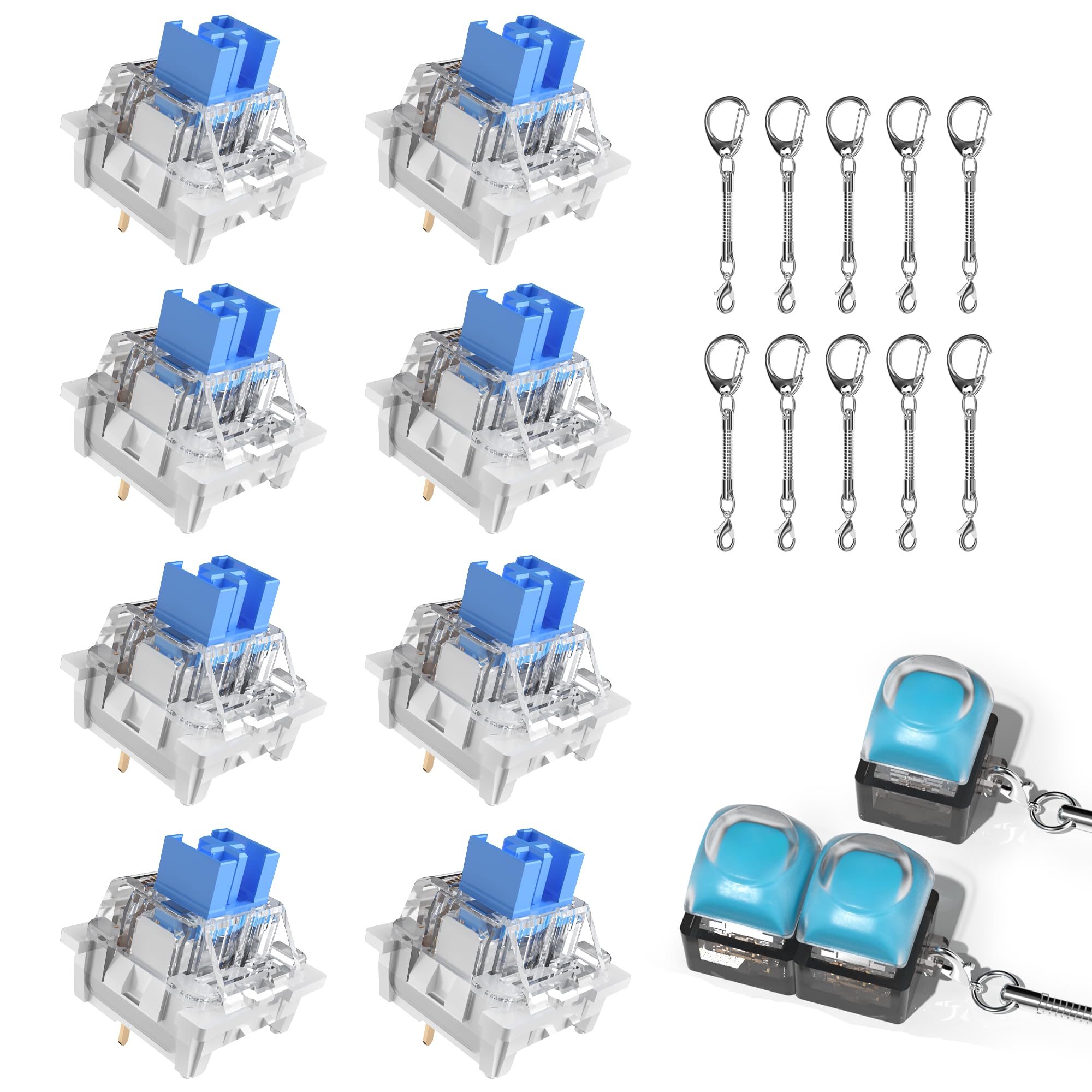 Outemu 500Pcs Keyboard Clickers for 3D Prints,Clicky Blue Keyboard Switches