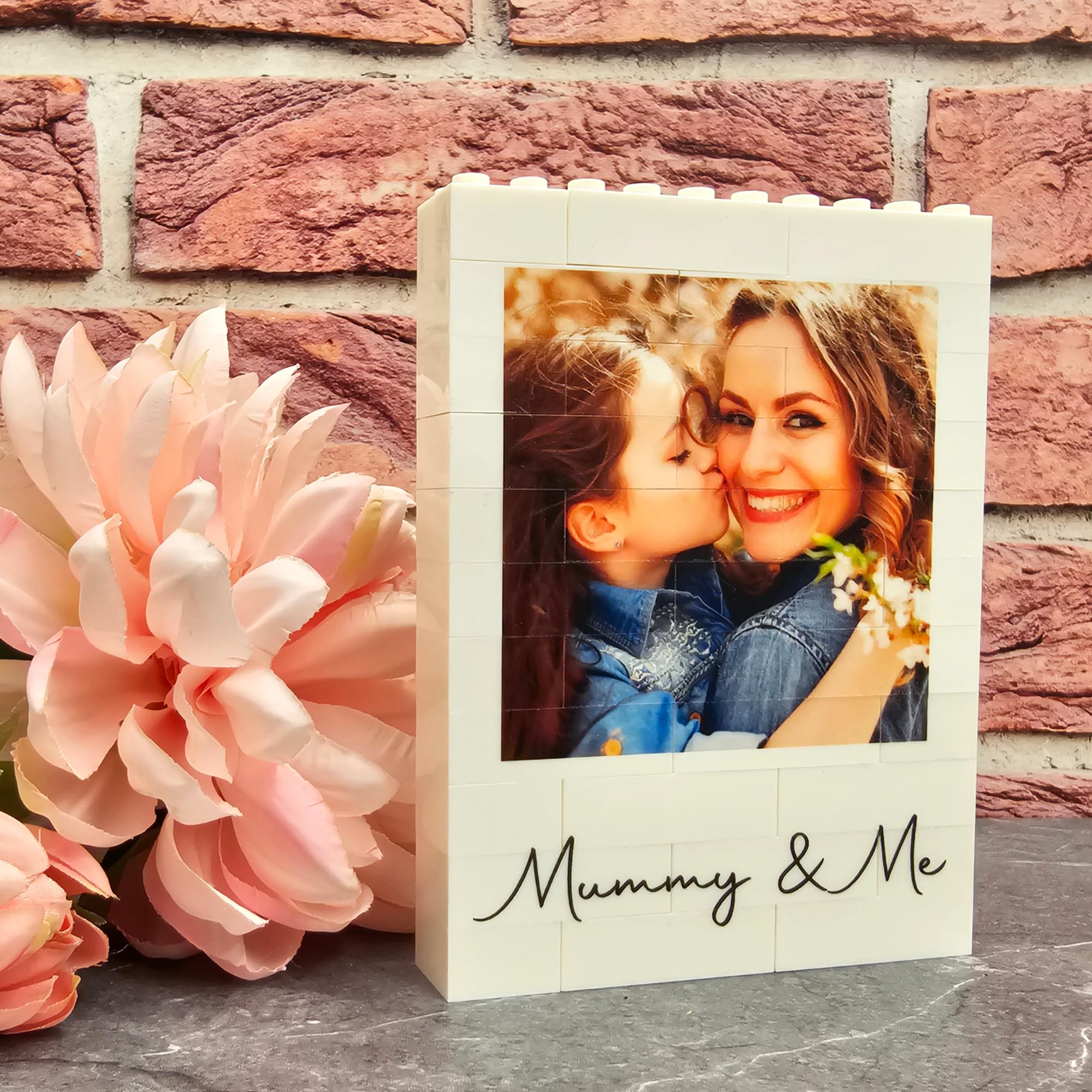 Personalised Building Blocks Photo Plaque | Customised Gift Keepsake | Unique Photo Print Block Display | Handmade Memory Gift for Mum, Family & Loved Ones (Extra Large - 15.6cm x 11.2cm)