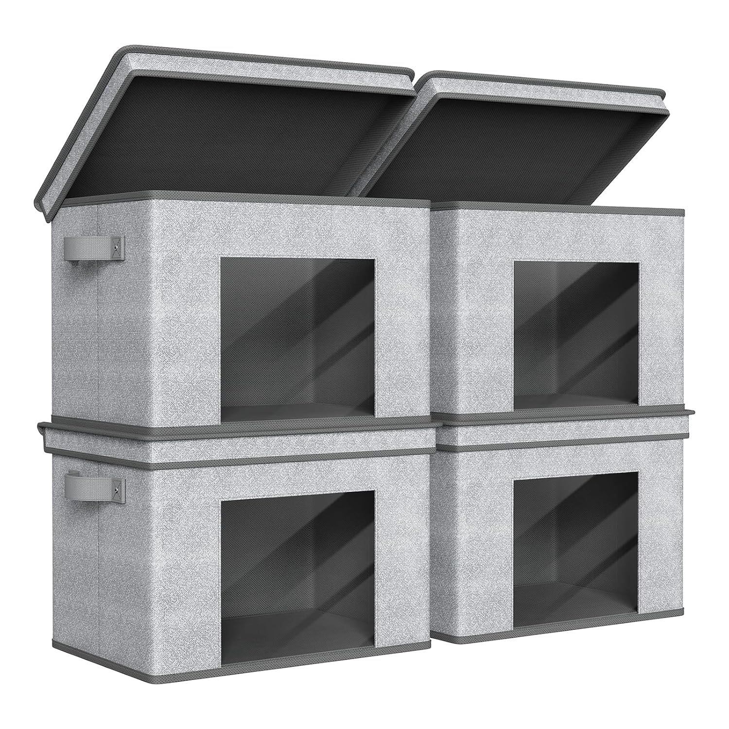 Univivi Foldable Fabric Storage Boxes Large Storage Bins with Lids 4-Pack Collapsible Storage Cube Organizer Closet Bedroom Organization
