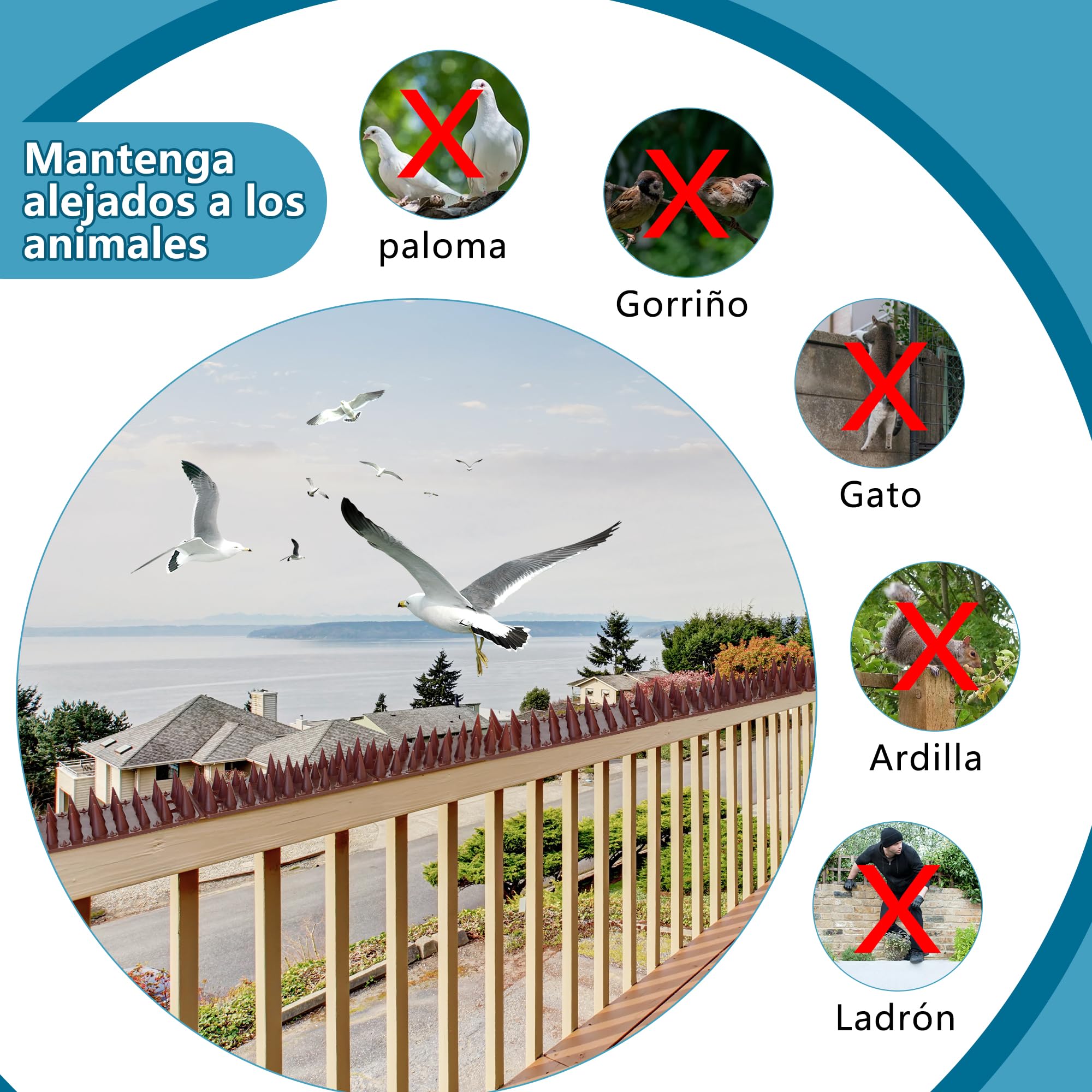 KOKMEYA - Puntas de paloma, marrón, paquete de 12, puntas de pájaro para exteriores para mantener alejadas a los gatos, mapaches, ardillas y palomas, puntas para gatos para jardín interior y exterior — view 4