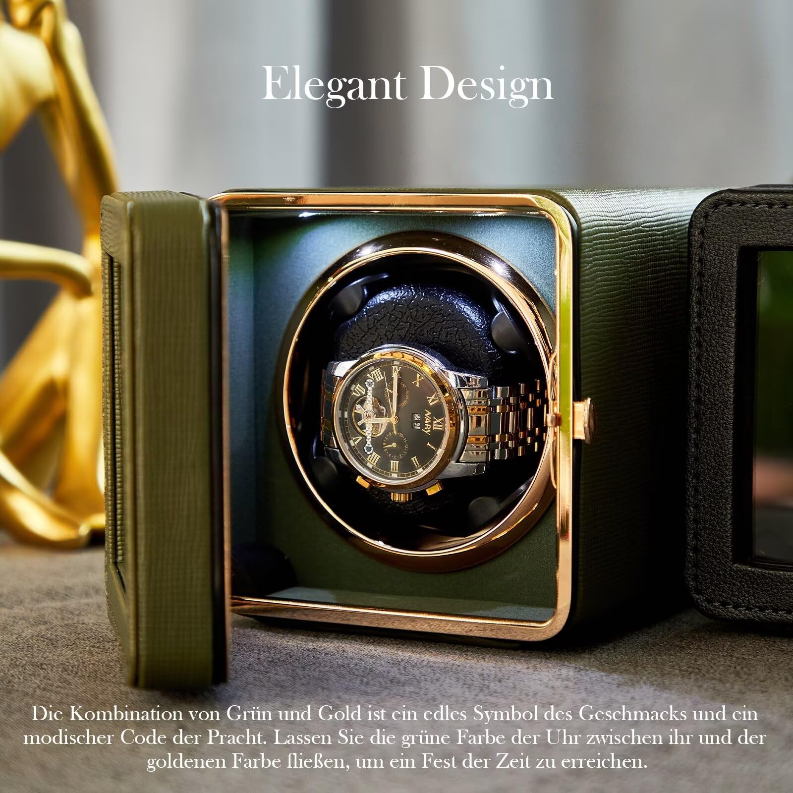 Uhrenbeweger 1 Uhr Watch Winder Box Automatik Uhrenbeweger leise Uhrenbeweger für Automatikuhr Type-C USB Aufladen luxuriöser Uhrendreher Automatischer Uhrenbeweger für eine Uhr Uhren Bewegungsgerät