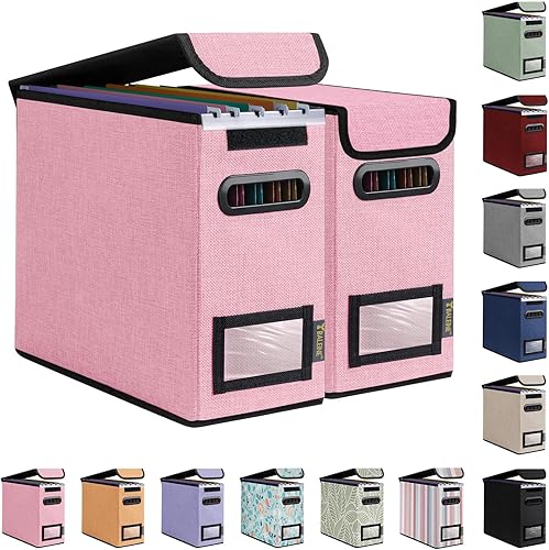 Miniatura 281 de BALEINE - Caja organizadora de archivos con tapa, organizador de carpetas plegable con riel de plástico, caja para carpetas colgantes para Gris