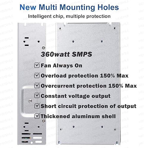 Miniatura 4 de MEISHILE Adaptador de fuente de alimentación de conmutación de 12 V, 30 A, 360 W, convertidor de transformador de CA a CC para lámpara de tira de