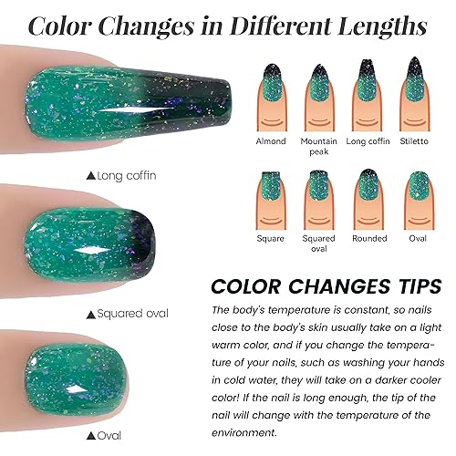 Vista 111 de YTD Likomey Brocade Glitter - Esmalte de uñas de gel que cambia de color, 0.5 onzas líquidas, color rosa intenso a violeta, brillo brillante, cambio