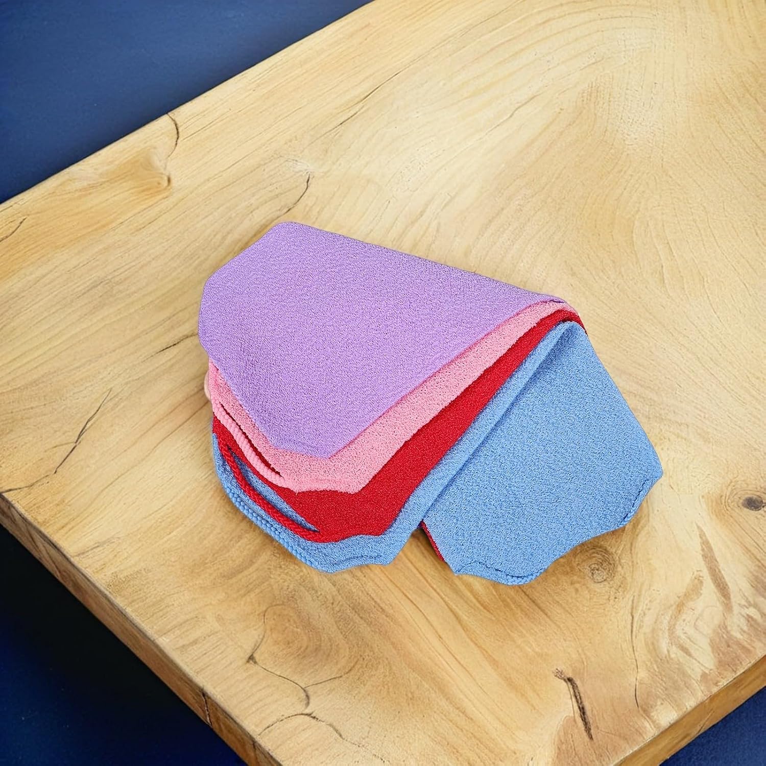 CHILDWEET 4pcs Exfoliating Back Scrubber Towels for Shower Use Quick Drying Fabric Body Washcloth with Self Cleaning Design for Home and Bathroom