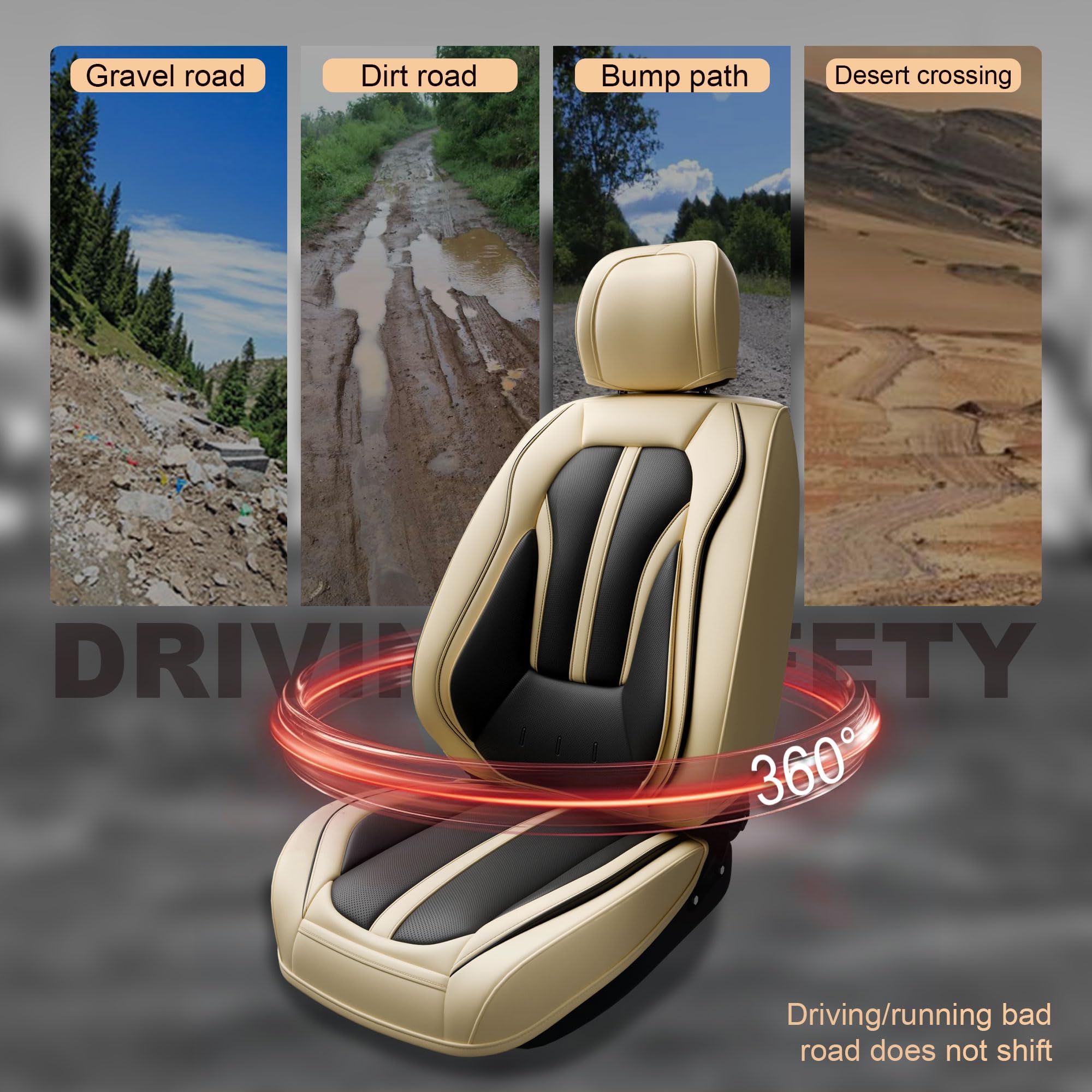 ASLONG 5PCS H7 Front and Back Car Seat Covers Auto Interior Accessories with Water Proof Nappa Leather for — view 9