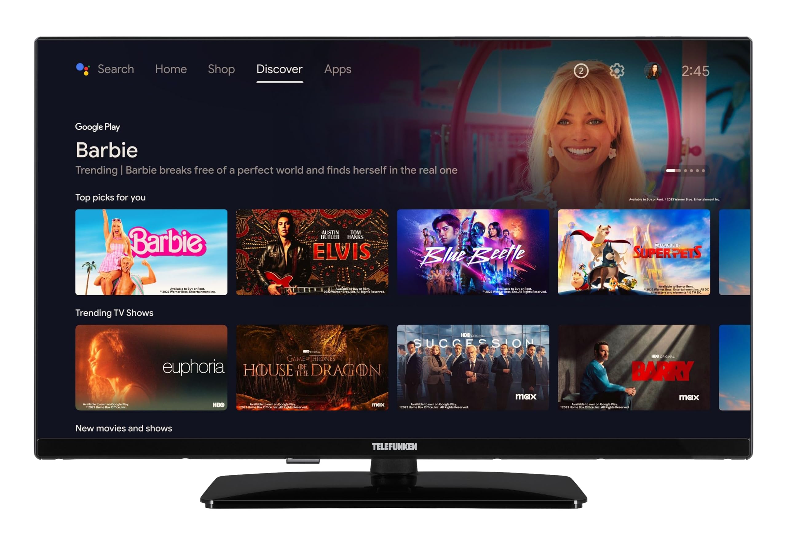 TELEFUNKEN QLED TV 32 pulgadas Smart TV Android TV Full HD, HDR TV con sintonizador triple integrado, QLED TV D32Q751X2CW (2026)