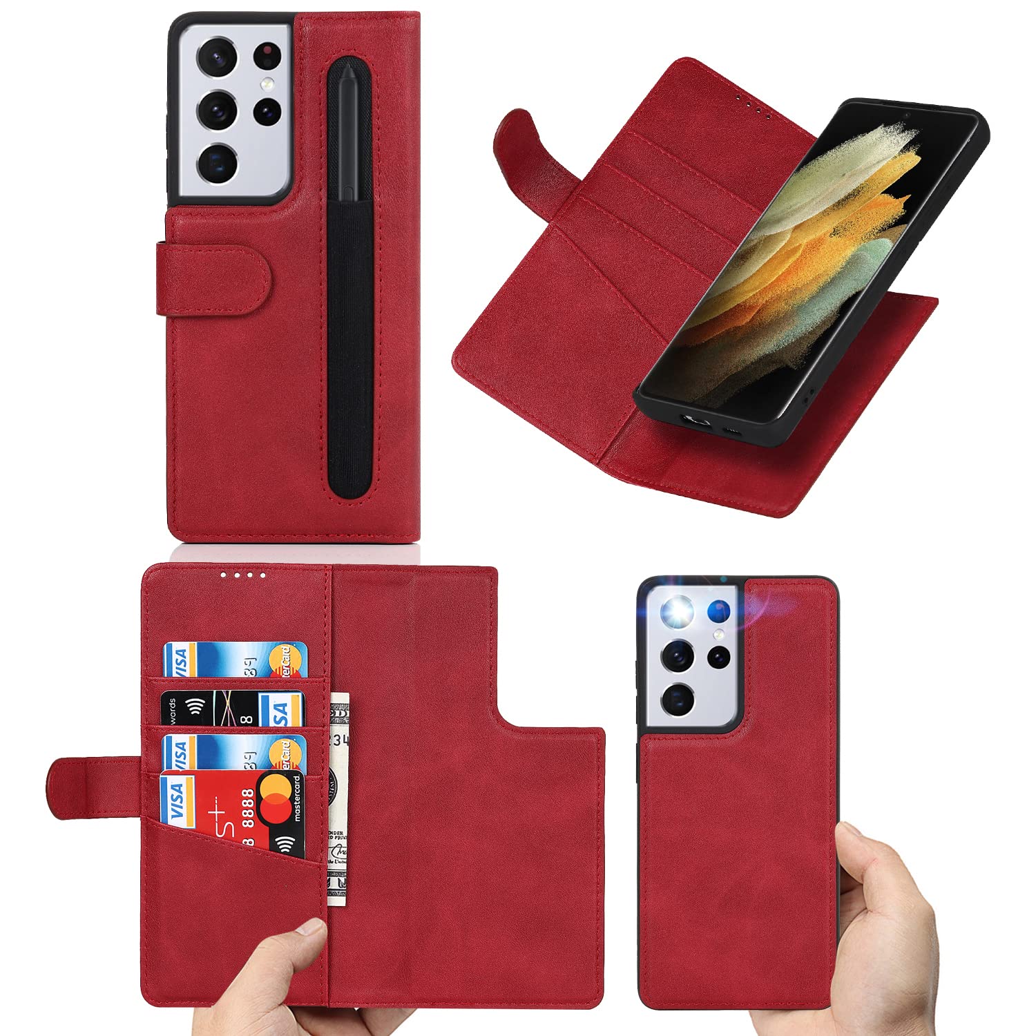 Ｈａｖａｙａ for Samsung Galaxy S21 Ultra Case Wallet Detachable Magnetic,for  Galaxy S21 Ultra Phone case with Card Holder for Women,for Samsung S21 Ultra