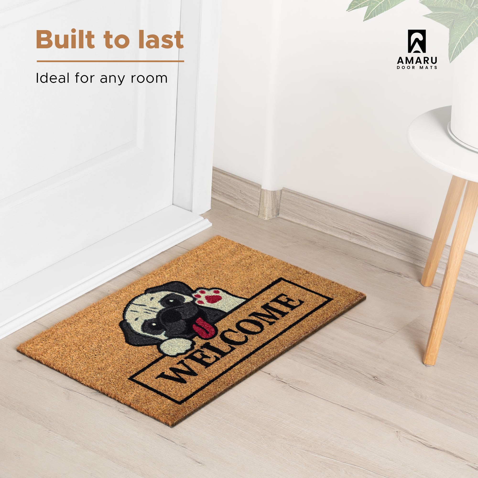 Kokosmat als binnen en buiten deurmat in 40 x 60 cm - kokosvezel deurmat, Hello spreuk kat hond als grappige schoonloopmat - outdoor voetveger voor huisdeur, hal, tuin
