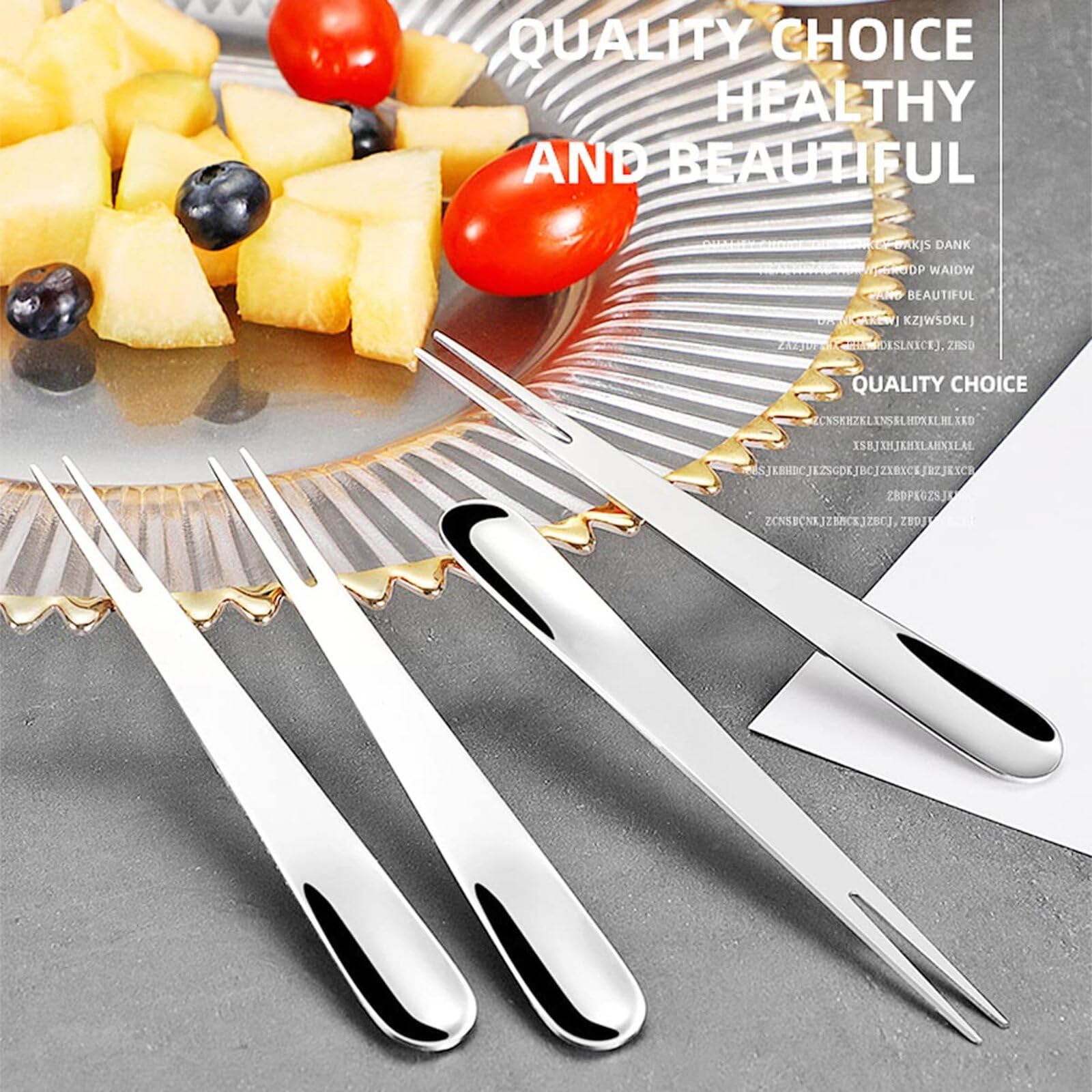 10-Pack Stainless Steel Crab Forks, 2-in-1 Spoon & Fork, Escargot Tasting Forks, 2-Prong Appetizer Forks for Cocktails Salads - Image 3