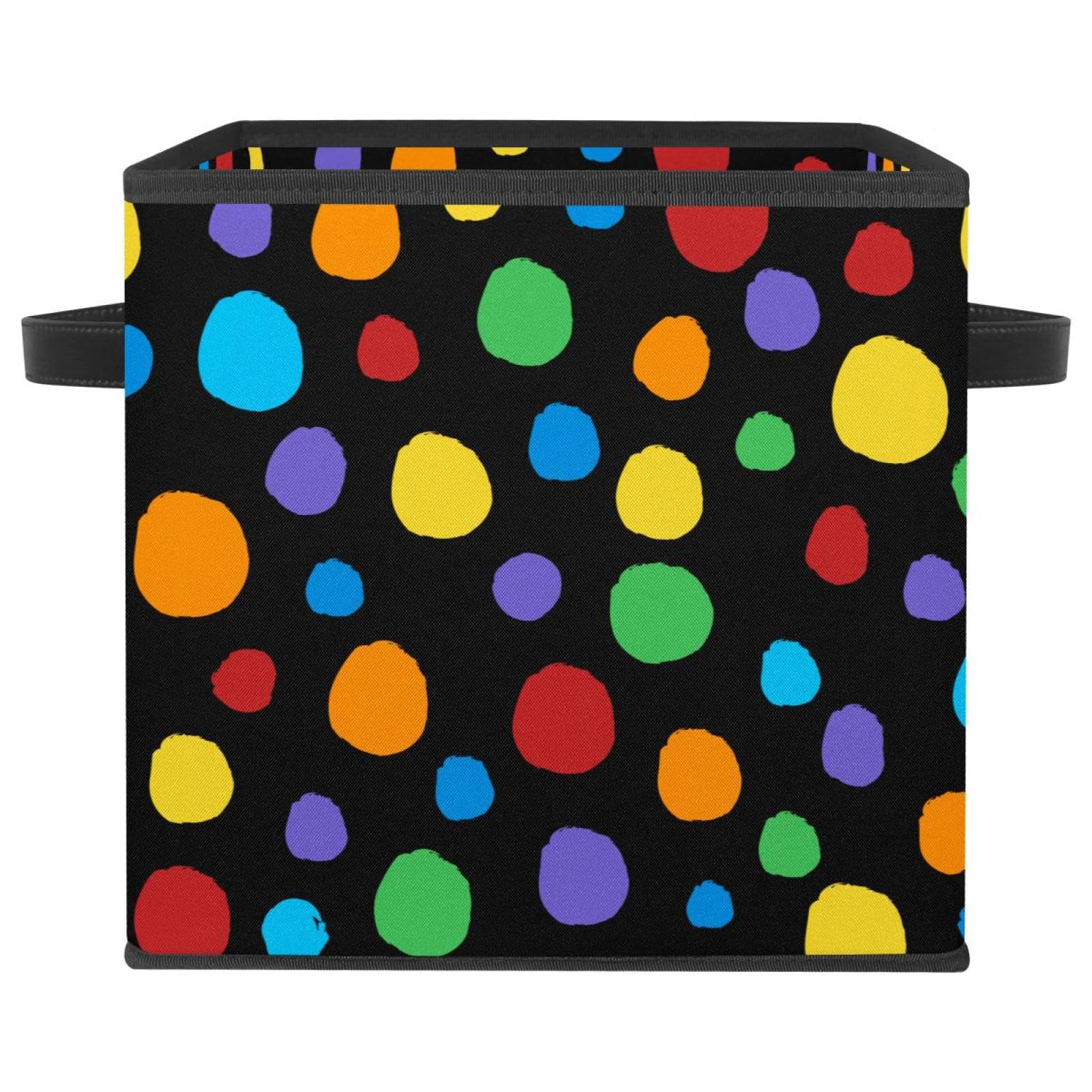 Cube de rangement pliable avec poignées solides et motif pois colorés