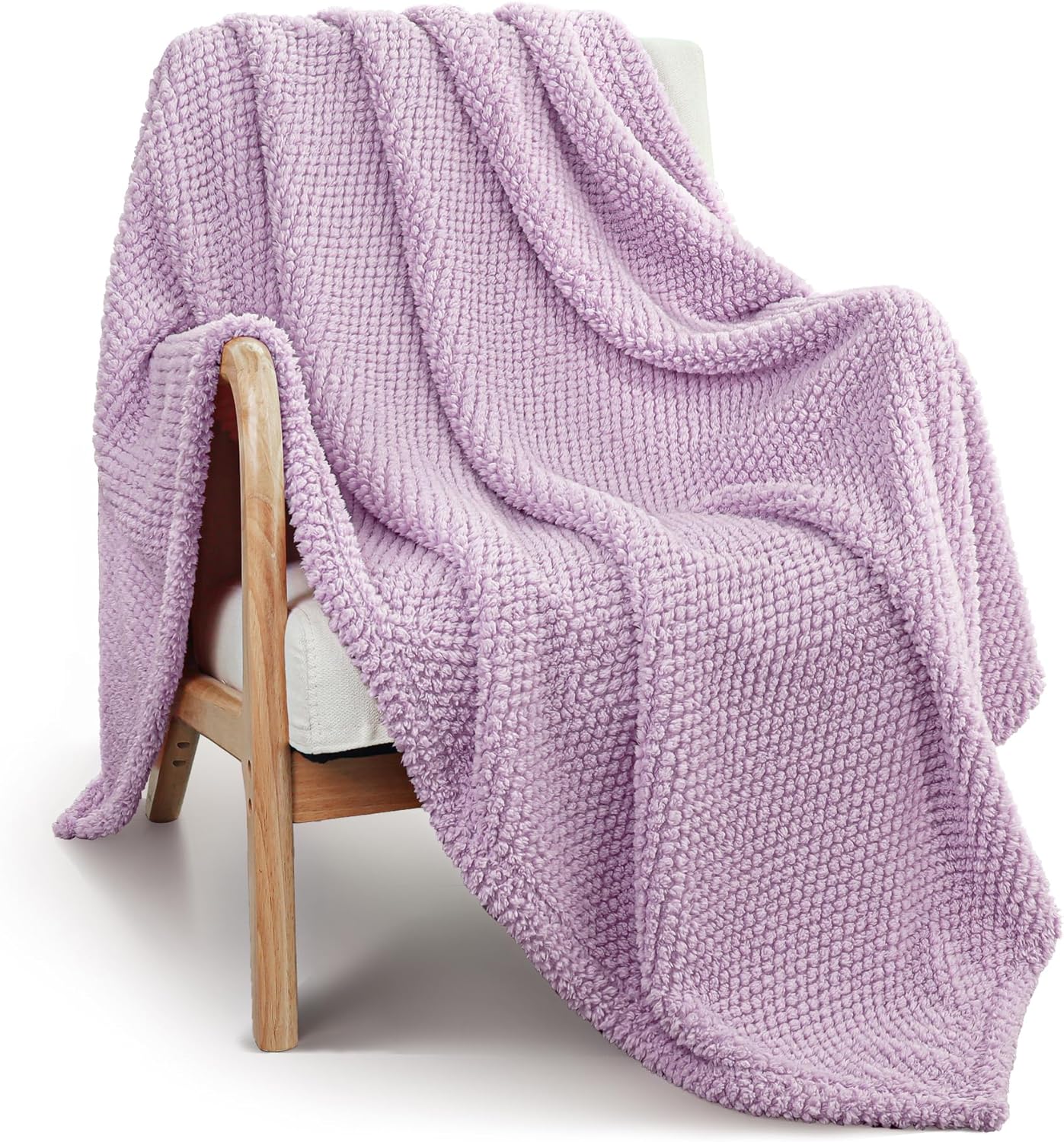 Whale Flotilla Extra Large Fuzzy Fleece Throw Blanket for Couch, 50x70 Inch Fluffy Warm Soft Jacquard Blankets for All Season, Lightweight and Cozy, Lilac Lilac Throw(50x70 In)