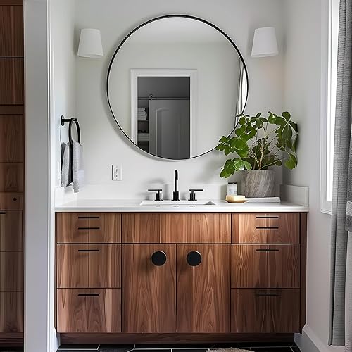 Miniatura 3 de Espejo de baño de 14 x 18 pulgadas para pared, espejo de baño con marco de metal negro, espejo rectangular de esquina redondeada, diseño de juego de