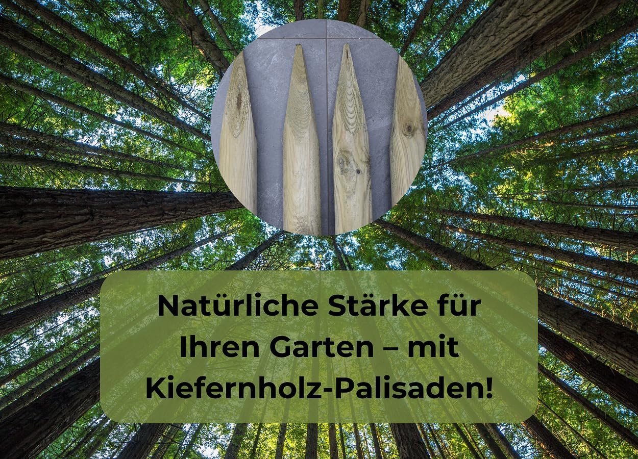 ø 8cm Lot de 2 Piquet Cloture Bois Longueur : 240 cm Poteaux De Clôture De Jardin Imprégné Résistant Aux Intempéries Palissade Tuteurs avec Pointe Couleur Olive