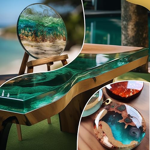 Miniatura 6 de Kit de resina epoxi cristalina transparente de 2 galones, suministros de resina de alto brillo y sin burbujas para revestimiento artístico,