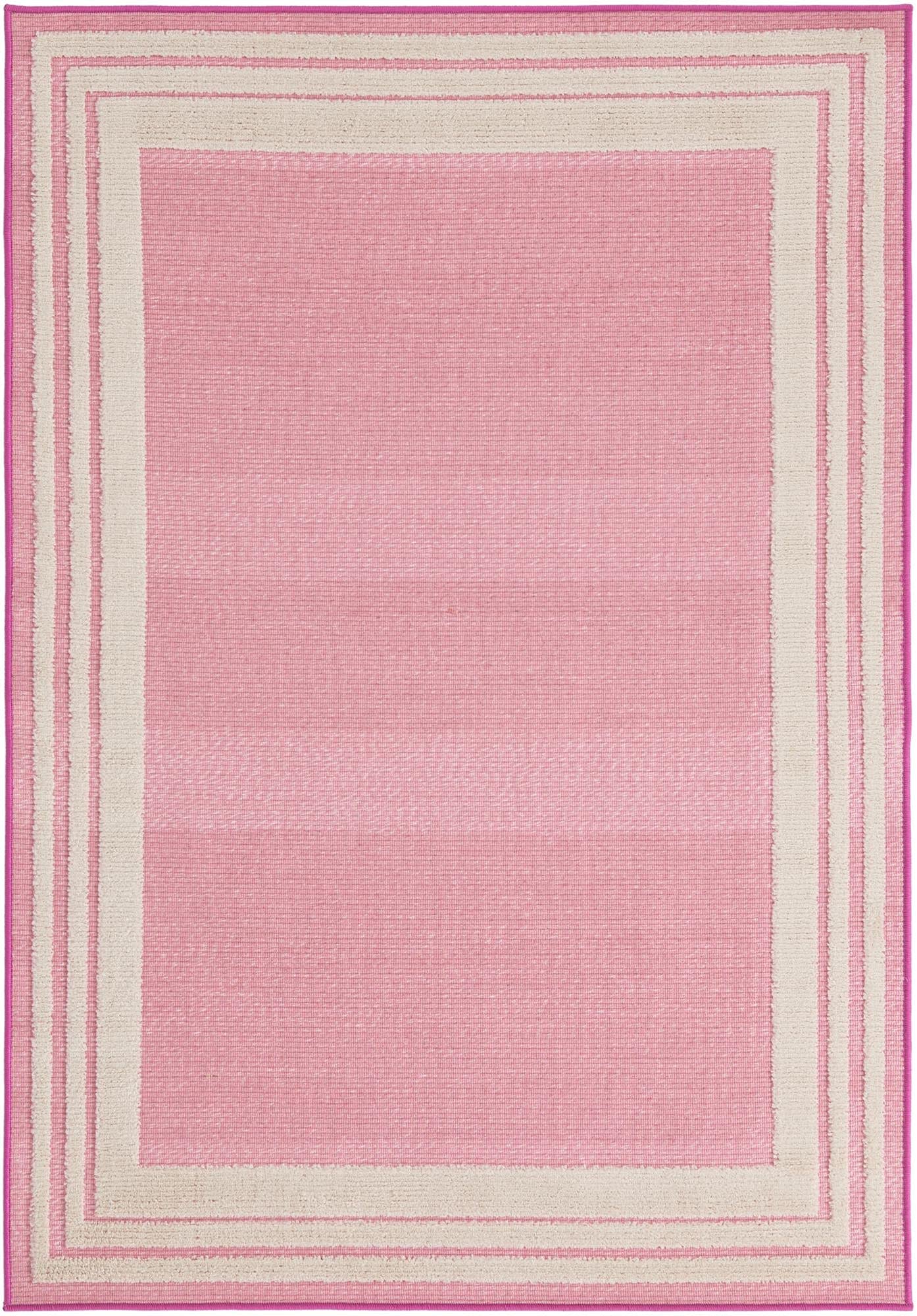 Rugs.com Aruba Outdoor Collection Rug – 4' x 6' Pink Low-Pile Rug Perfect for Any Outdoor Space, Entryways, Kitchens, Breakfast Nooks, Accent Pieces