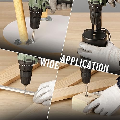 Miniatura 7 de KREBS Juego de taladro inalámbrico de 20 V, kit de taladro eléctrico con 1 baterías y cargador rápido, portabrocas sin llave de 38 pulgadas, 2