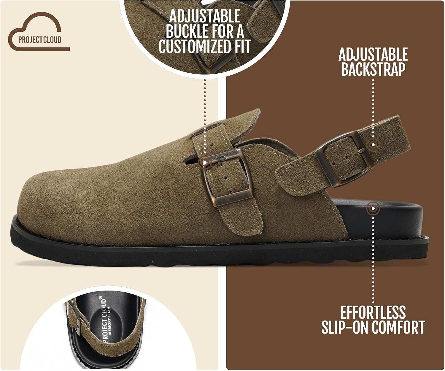  100% Genuine Leather Womens Cork Footbed Clogs for Women thumbnail