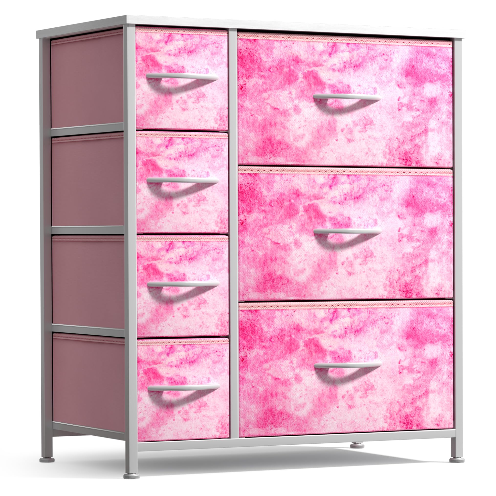 Sorbus 7-Drawer Dresser for Kids Bedroom, Wood Top (Tie-Dye Pink)