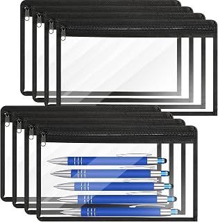 Outus 8 Pcs Clear Zipper Pencil Pouches PVC Makeup Purse Bags, 11.5 x 7''