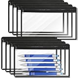 Outus 8 Pcs Clear Zipper Pouches Pencil Pouches PVC Makeup Pouch Envelopes Folder Storage Multi Purpose Pouch Document File Organization Bags, Office Supplies (Black Edging,11.5 x 7 Inches)