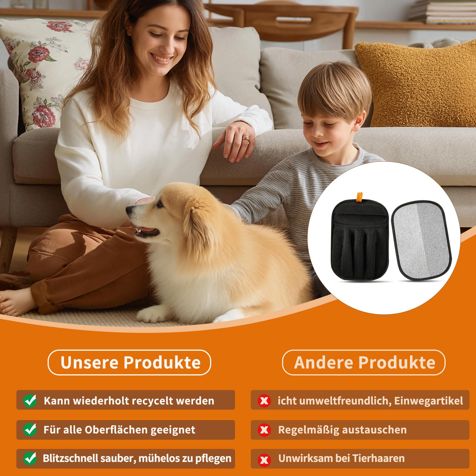 Guanto Antipelo per Cane e Gatto - 2 Guanti Elettrostatici per Rimuovere Peli Animali, Riutilizzabile e Lavabile, Doppia Azione per Vestiti, Divani e Auto