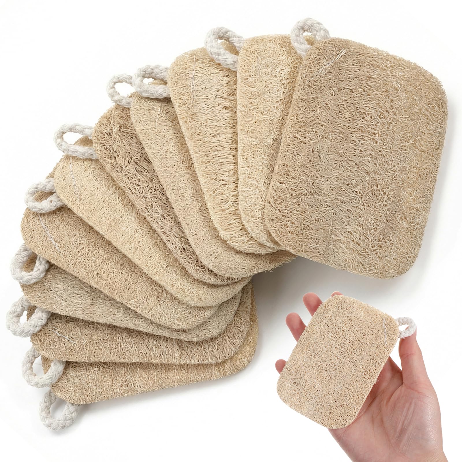 Photo 1 of 10 Pcs Natural Loofah Sponge Set, Dye-Free, Loofah Sponge for Dishwashing, Loofa for Women and Men Body Scrubber, Bath Exfoliator for Glowing Skin