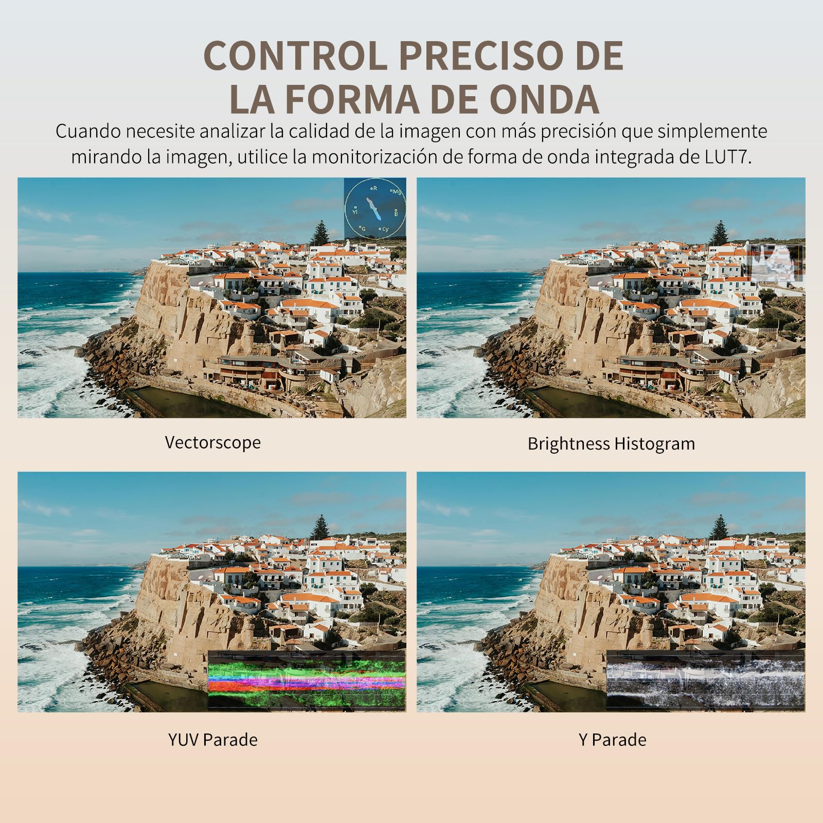Feelworld LUT7 7 Pulgadas 2200nit Ultra Brillante 3D Lut Touch Screen DSLR Cámara Monitor de Campo 1920x1200 IPS 4K HDMI DC Output Forma de Onda Sensor de Luz