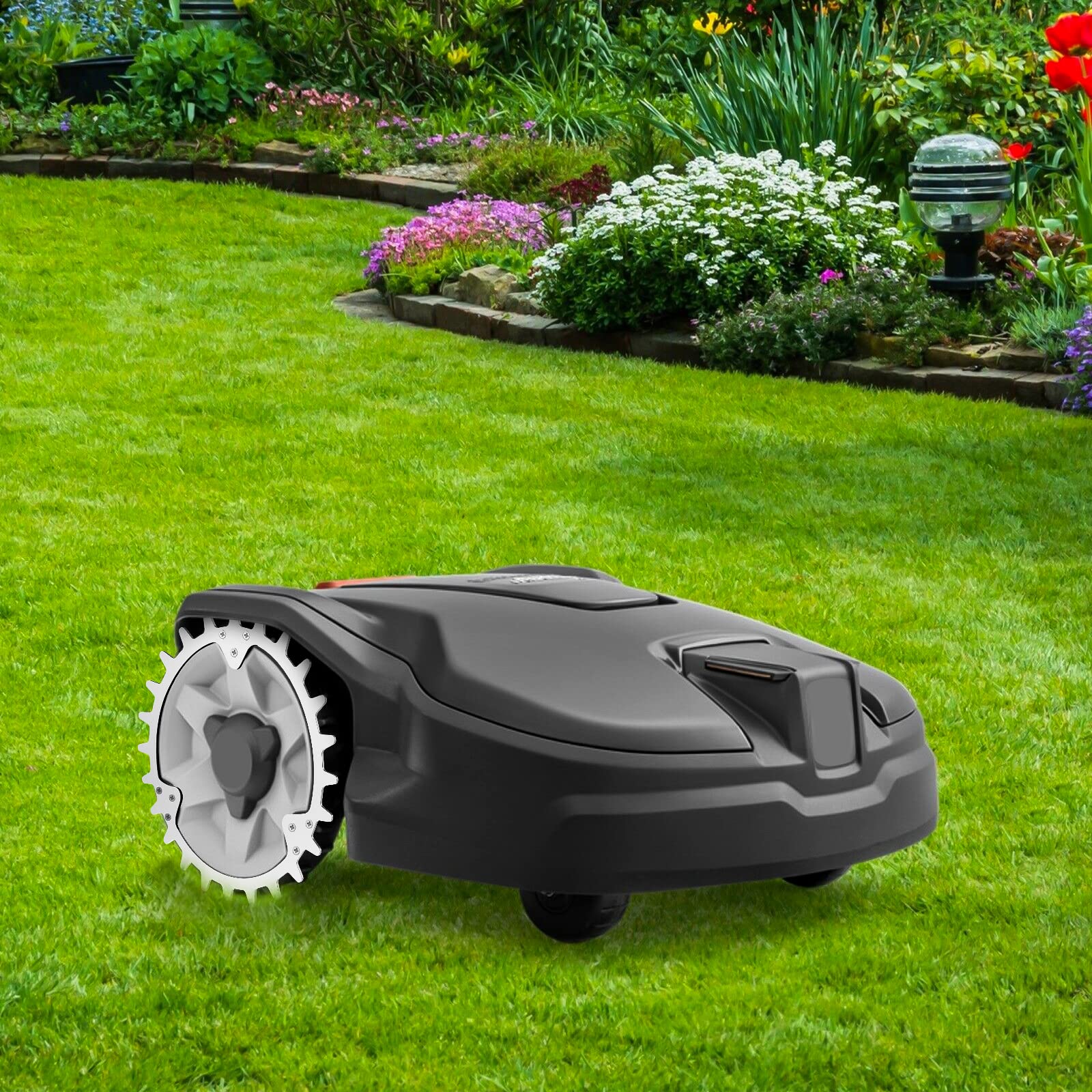 Punte per tosaerba in acciaio inossidabile per Husqvarna Automower 420/320/430X/435X/440/450X, accuratamente sbavate, e una dimensione delle ruote di 255 mm per accessori fuori ruota. 252 mm