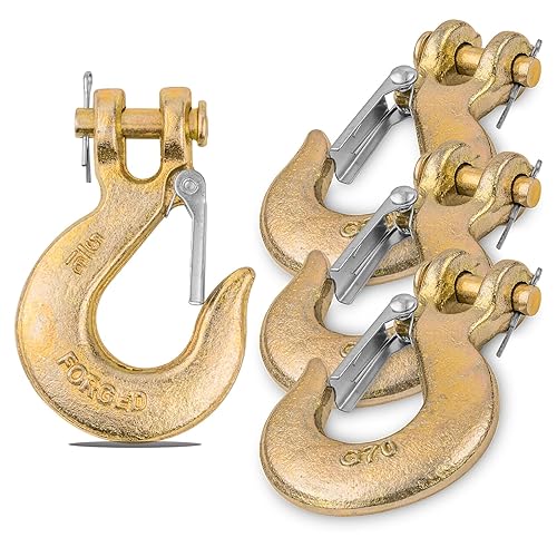 Paquete de 4 ganchos deslizantes de horquilla de 516 pulgadas con pestillo de seguridad, acero de grado 70 resistente para cadenas de remolque con