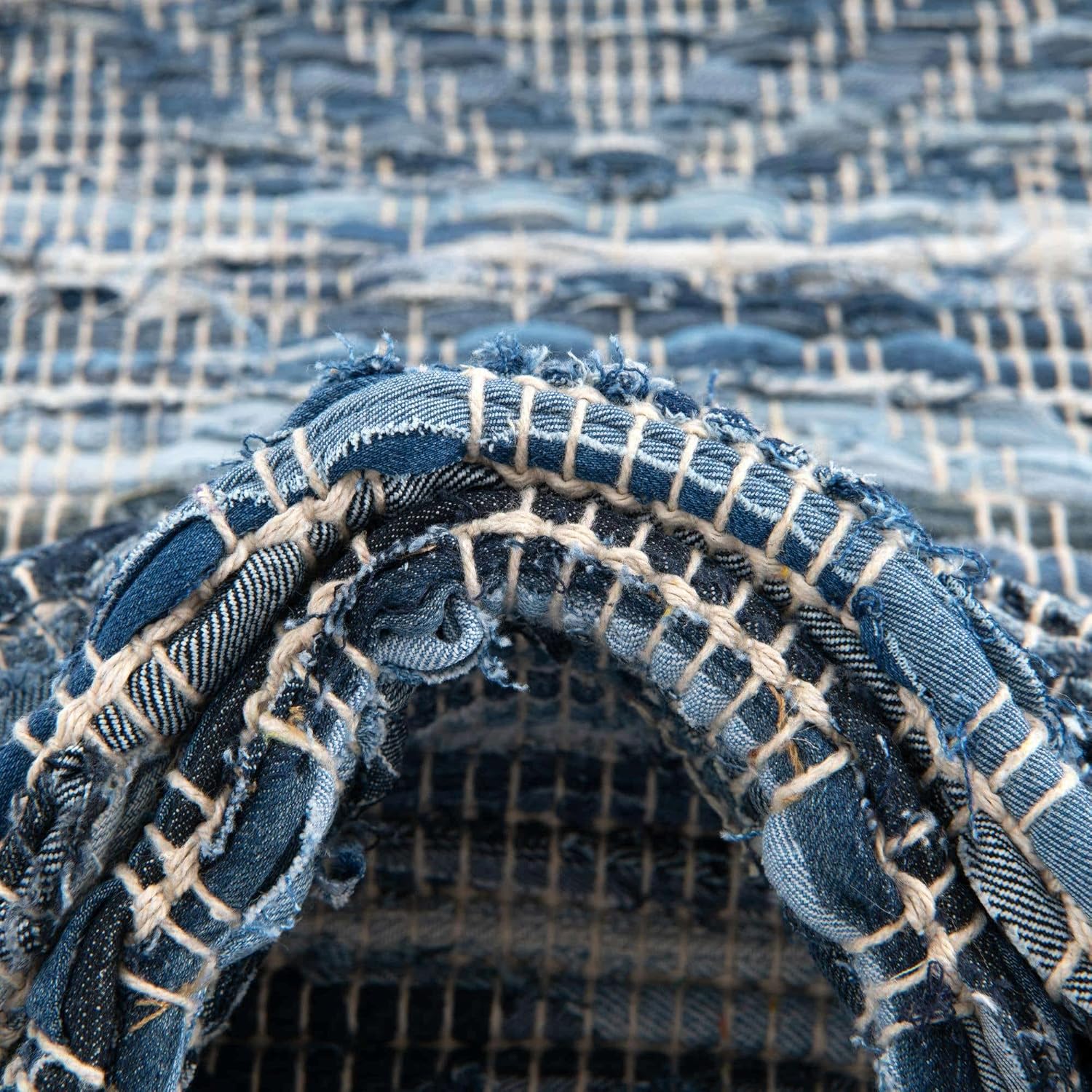 Unique Loom Chindi Cotton Collection Area Rug - Sally (2' 2" x 3' 1" Rectangle, Denim blue)
