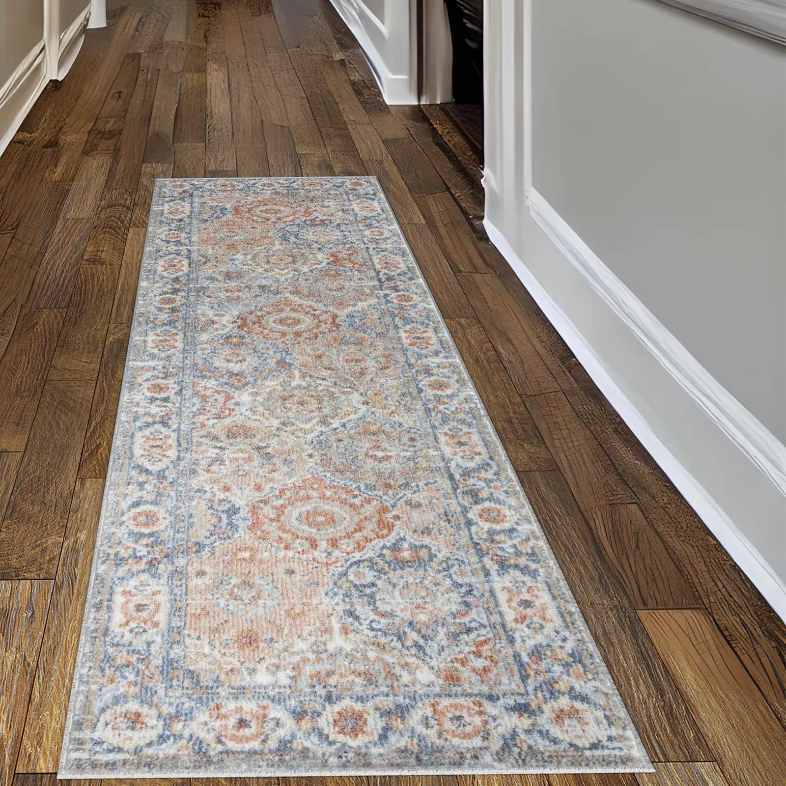 ZacooBoho Runner Rug for Bedroom 2' 3" x 7' 3" Vintage Floral Hallway Runner Non Shedding Thick Living Room Floor Carpet Oriental Traditional Runner Mat for Bathroom Kitchen Laundry, Multi