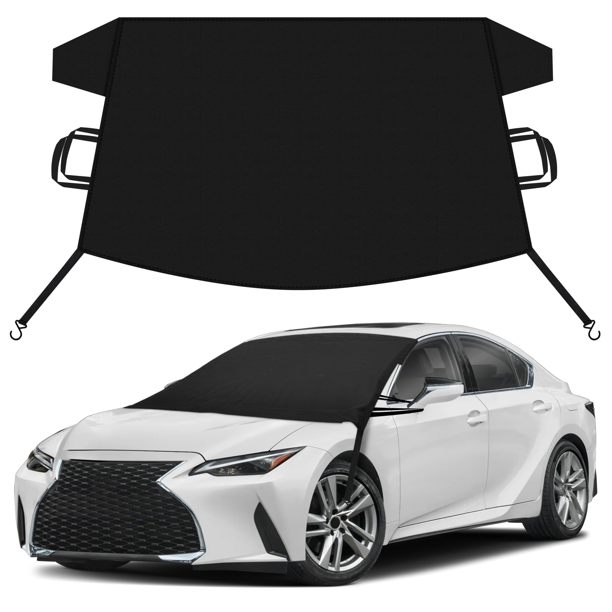 EcoNour Car Snow Cover Compatible for Lexus is 300 | Windshield Cover for Ice and Snow with S-Hook Straps | Heavy-Duty 600D Oxford Winter Car Cover, Waterproof &amp; Anti-Slip