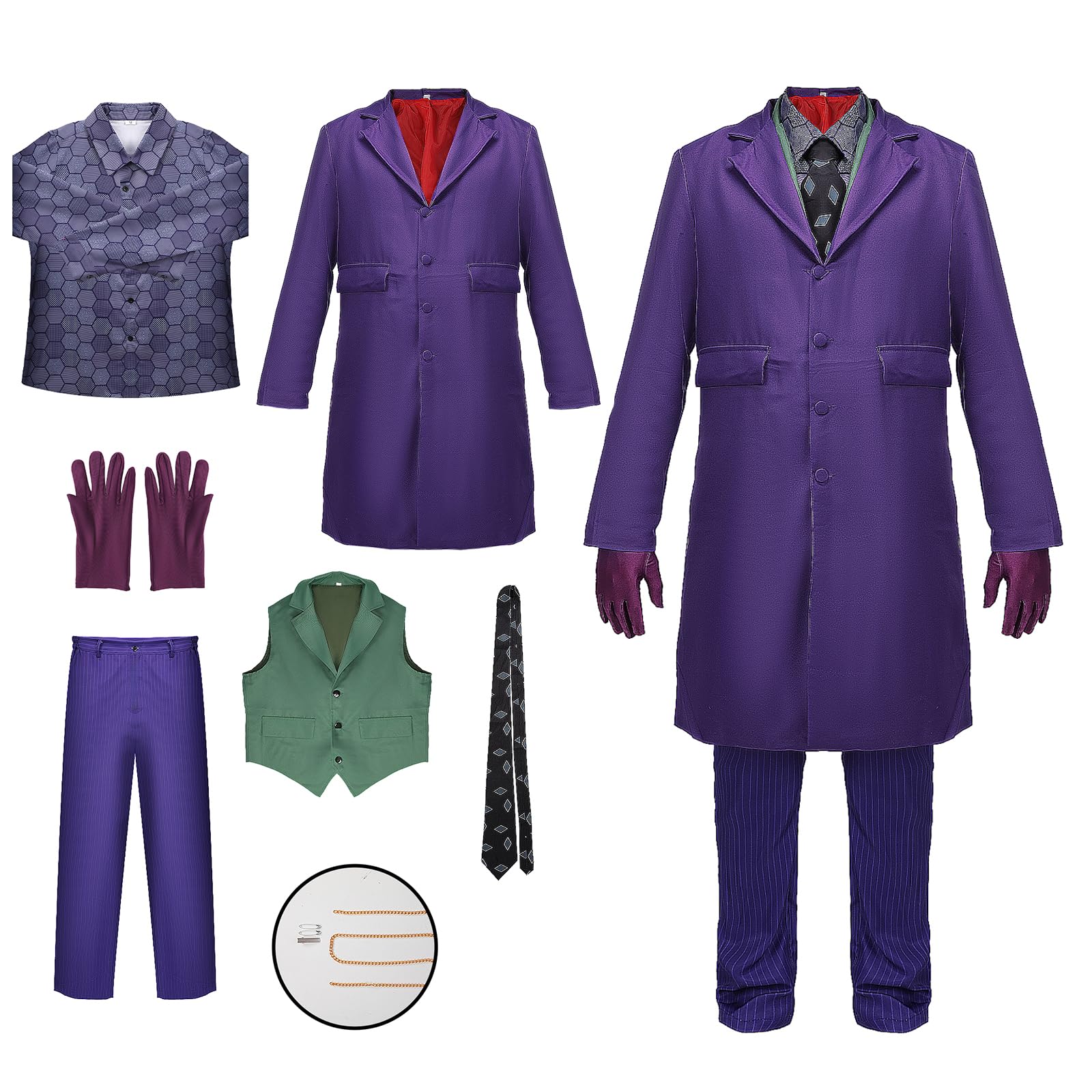 nezababy Knight Costume Kids Clown Costume Knight Cosplay Outfits Adult Purple Coat Shirt Vest Full Suits Halloween Accessories