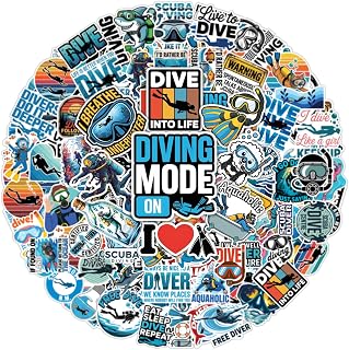 100PCS Scuba Diving Stickers – Diver Waterproof Vinyl Stickers for Laptop, Water Bottle, Gear, Helmet, Diving Gifts for Men Women