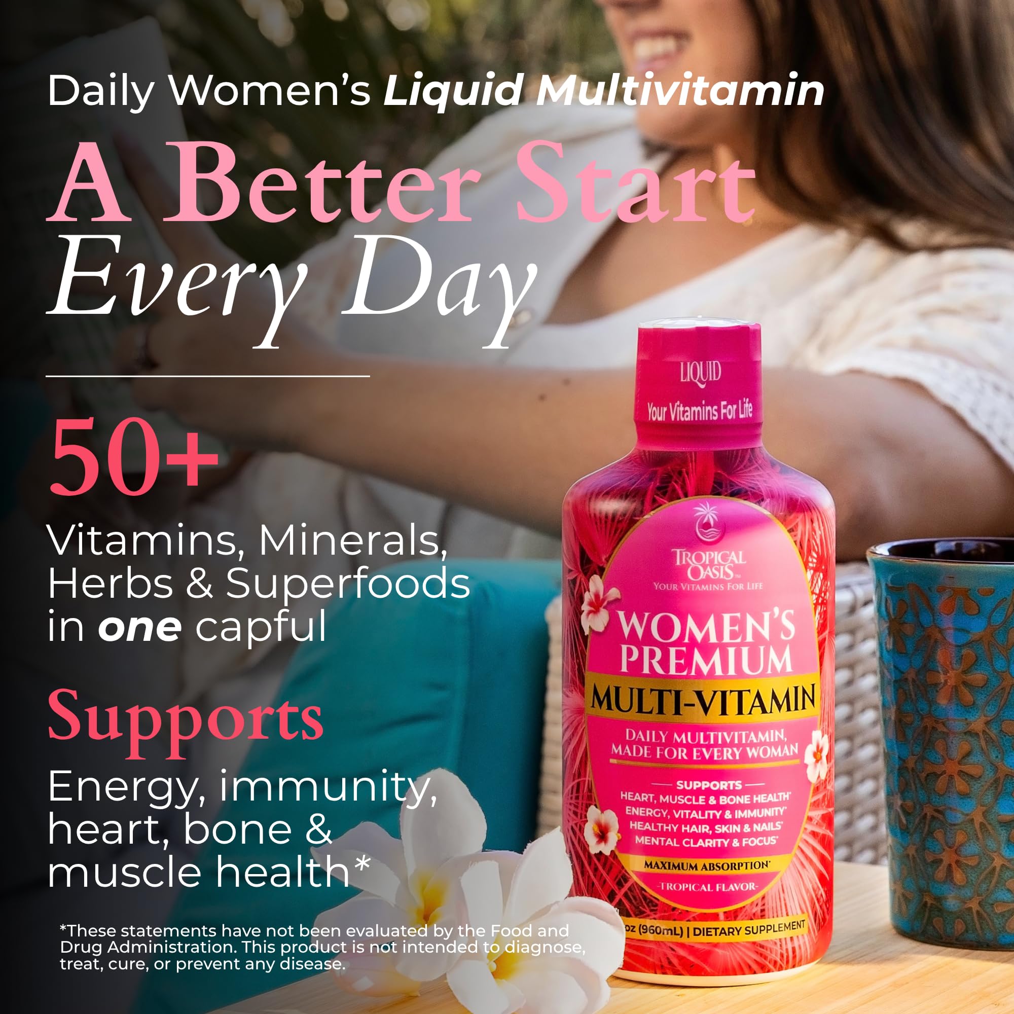Tropical Oasis Liquid Multivitamin for Women | Sugar Free, Non-GMO, 32 Serv — Amazon image 2