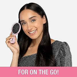 Conair Detangling Mini Hair Brush Set, 3-Pack Detangler Brushes for Wet or Dry Hair, Gentle Detangler for All Hair Types, Hair Brushes for Women, stocking stuffers. gifts for her, Silver, Blue, Pink